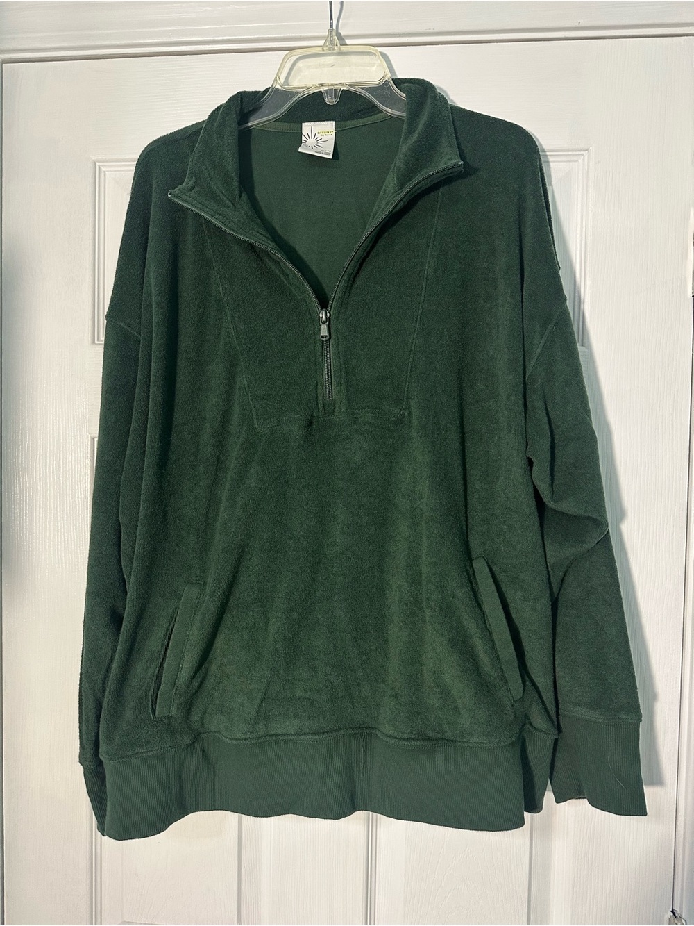 aerie Dark Green Half-Zip Fleece Pullover